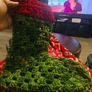 Handmade Green and Red Holiday Stocking